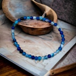 Bracelet agate bleue 4 mm