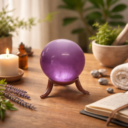 Sphère en améthyste magnétisée pour la méditation et la purification des énergies.