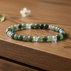 Bracelet élastique ajusté en perles de 4mm d'agate mousse naturelle magnétisée.