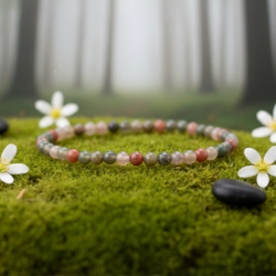 Bracelet fin en Agate Indienne naturelle de 4 mm, magnétisé pour l'équilibre émotionnel.