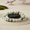 Bracelet en perles de 8mm d'amazonite polie ajustable et magnétisée.
