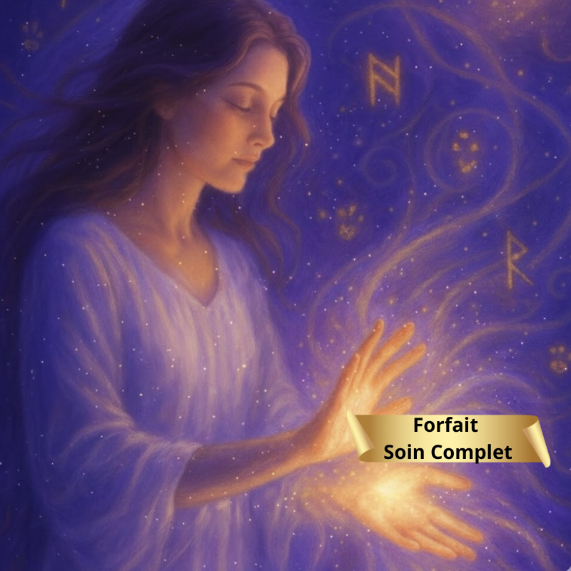 Cycle de 4 soins personnalisés combinant Reiki, Magnétisme et Runes.