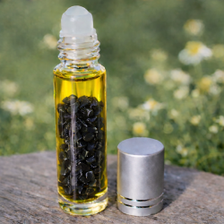 Élixir d'Obsidienne magnétisé, imprégnation lente dans l'huile d'Argan bio - Créations Serpentine.