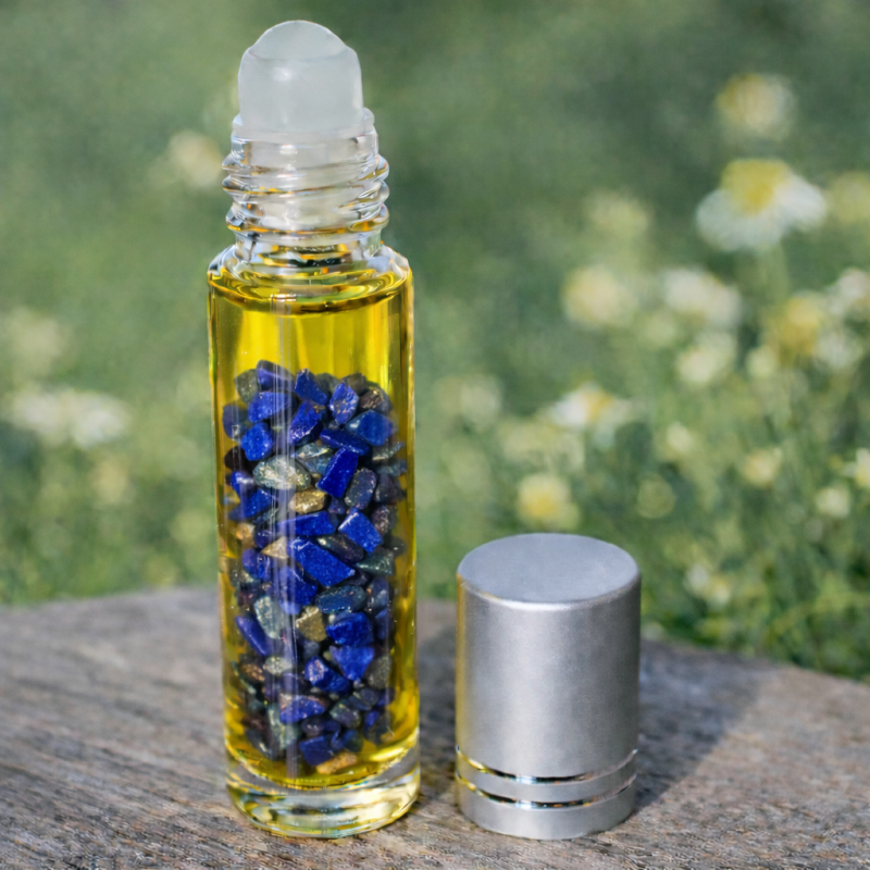 Élixir de Lapis-Lazuli magnétisé, imprégnation lente dans l'huile d'Argan bio - Créations Serpentine.