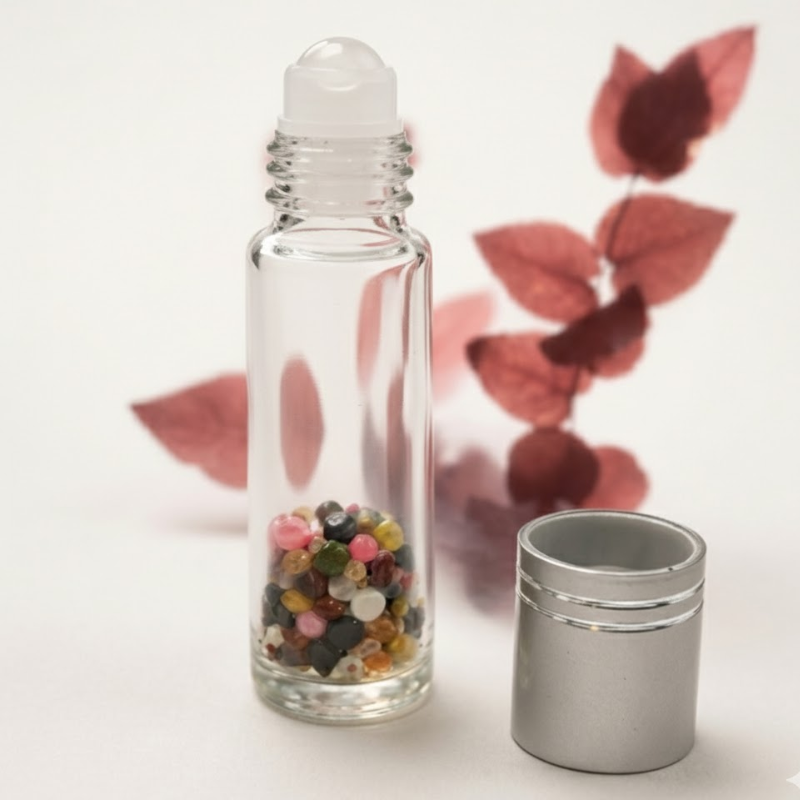 Roll-on de soin vibratoire, pierres de Tourmaline multicolore magnétisées - Créations Serpentine.