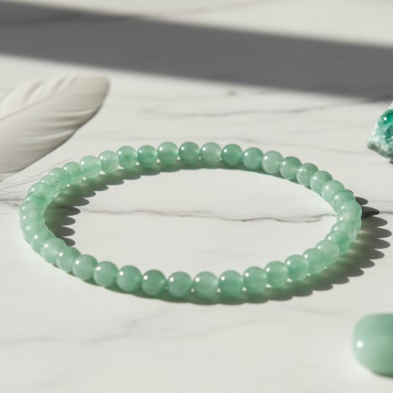 Bracelet fin en aventurine verte naturelle 4 mm, magnétisé pour votre équilibre énergétique
