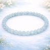Bracelet délicat en perles d'Aigue-Marine naturelle 4 mm, magnétisé pour la sérénité