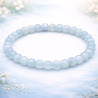 Bracelet en Aigue-Marine naturelle de Madagascar (6 mm), magnétisé pour l'harmonie émotionnelle