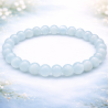 Bracelet en Aigue-Marine naturelle de Madagascar (8 mm), magnétisé pour la clarté et la protection