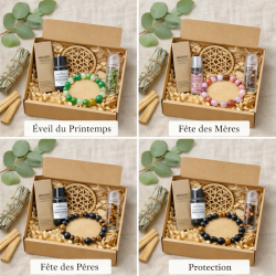 Box complète lithothérapie avec bracelet magnétisé, roll-on et outils de purification.