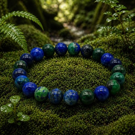Bracelet en Azurite-Chrysocolle naturelle du Pérou - Équilibre et Sagesse - Créations Serpentine.