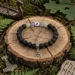 Bracelet Rune Wunjo | Joie & Réussite | Pierre de Lave et Jade