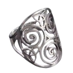 Bague ajustable en acier inoxydable avec symbole celte Triskel, argenté.