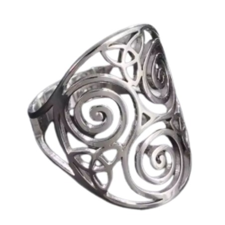 Bague ajustable en acier inoxydable avec symbole celte Triskel, argenté.