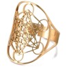 Bague spirituelle ajustable en acier inoxydable gravée du Cube de Métatron, finition dorée