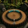 Bracelet runique Mannaz en Pierre de Lave et Turquoise - Connexion et Mémoire Ancestrale