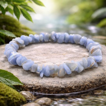 Bracelet en pierres baroques d'Angélite naturelle - Douceur et Sérénité - Créations Serpentine.