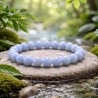 Bracelet artisanal en Angélite naturelle (6 mm), magnétisé pour la paix et la communication céleste